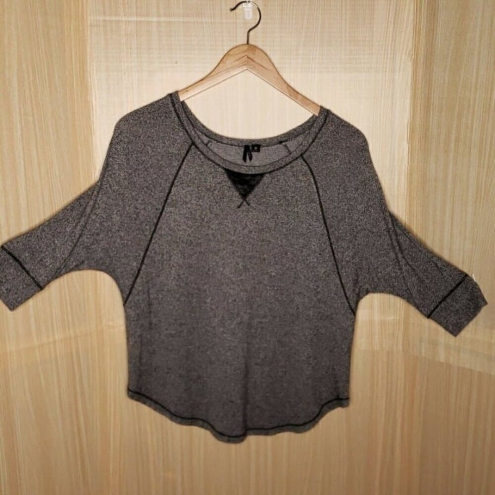 Kensie Womens Heathered Soft Stretchy Dolman Sleeve Athleisure Top Medium